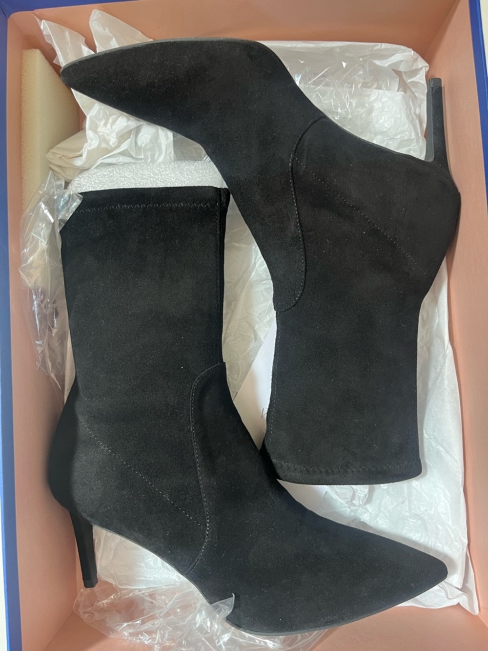 Stuart Weitzman Wren Black Pointed-Toe Stiletto Ankle Boots